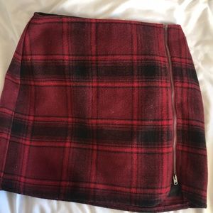 Red plaid skirt